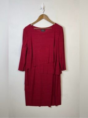 Tahari ASL Winnie Red Layered Tiered Dress Size 16W